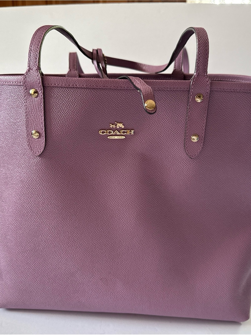 Coach reversible Purple Leather Tote Bag